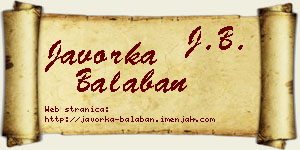Javorka Balaban vizit kartica